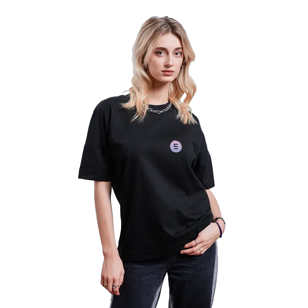 Echyr Unisex Black Colorful Oversize Organic T-shirt