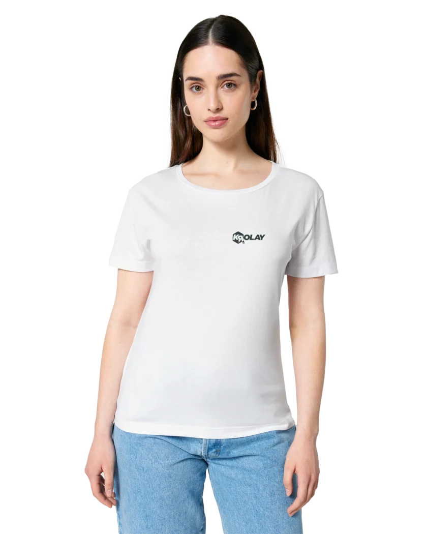 T-shirt bio à col rond blanc Femme Krolay fr1ngue twitch streamer rust français france