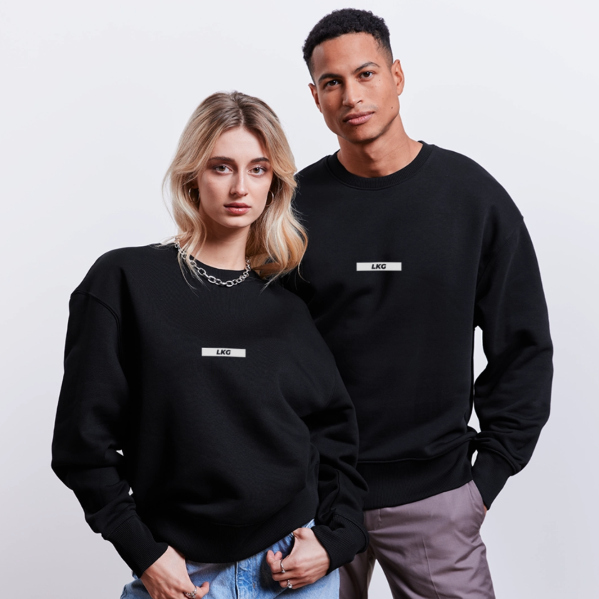 Sweat bio Oversize noir chiné Unisexe Likywind fr1ngue twitch streamer league of legends lol française france