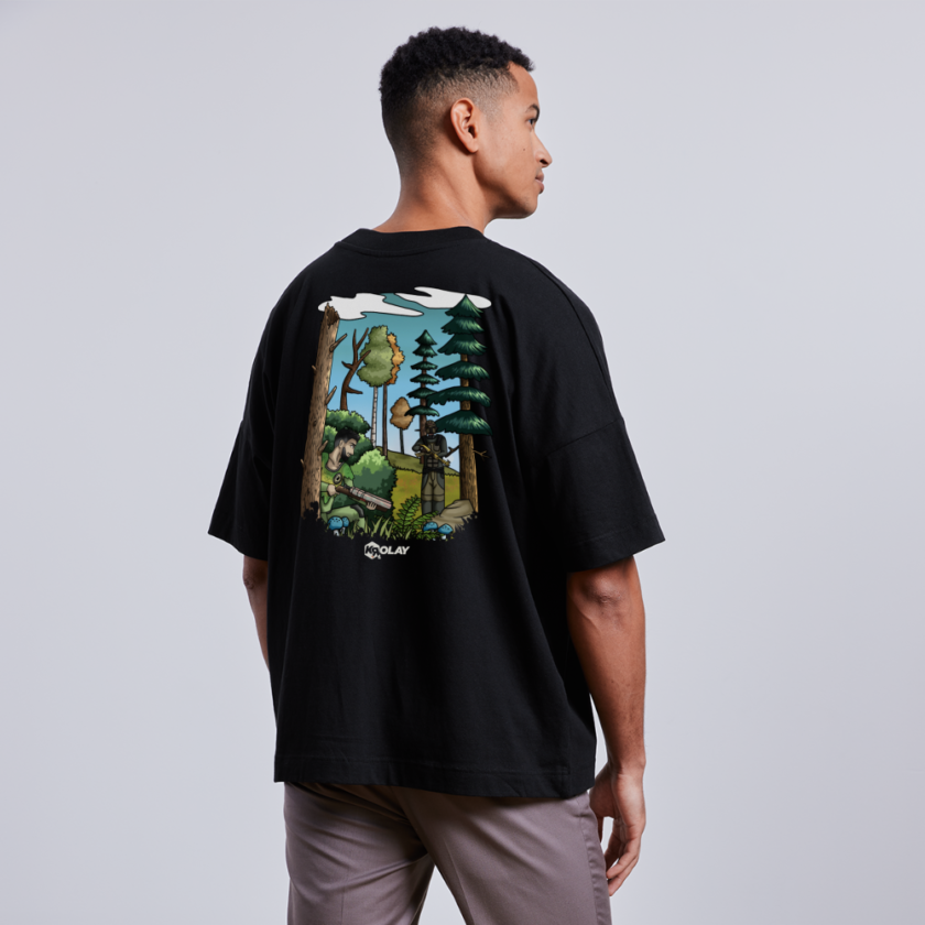 T-shirt bio Oversize noir Fougère Unisexe Krolay – Image 4