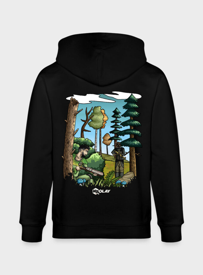 Veste à capuche bio noir Fougère Unisexe Krolay