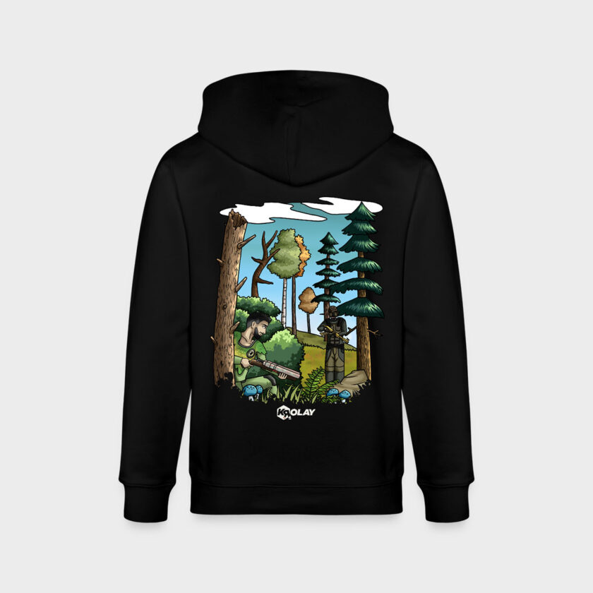 Veste à capuche bio noir Fougère Unisexe Krolay