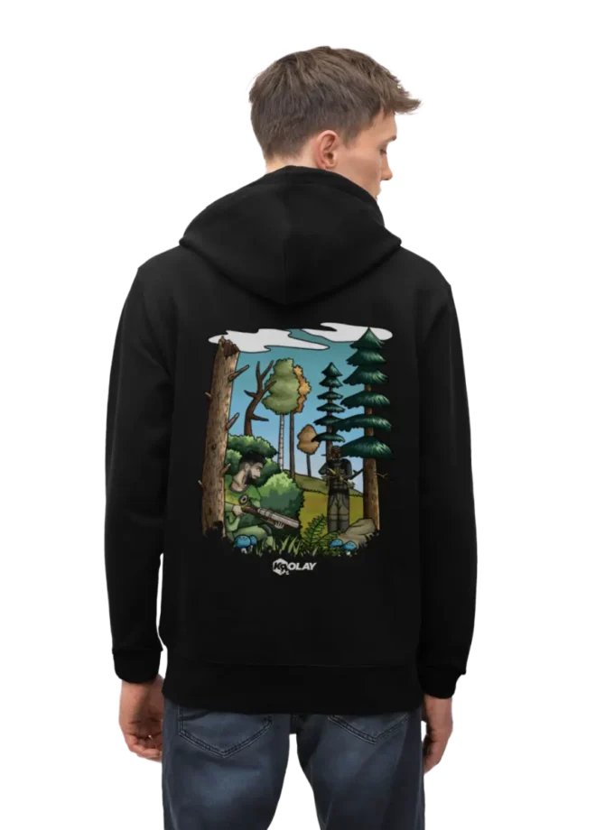 Veste à capuche bio noir Fougère Unisexe Krolay