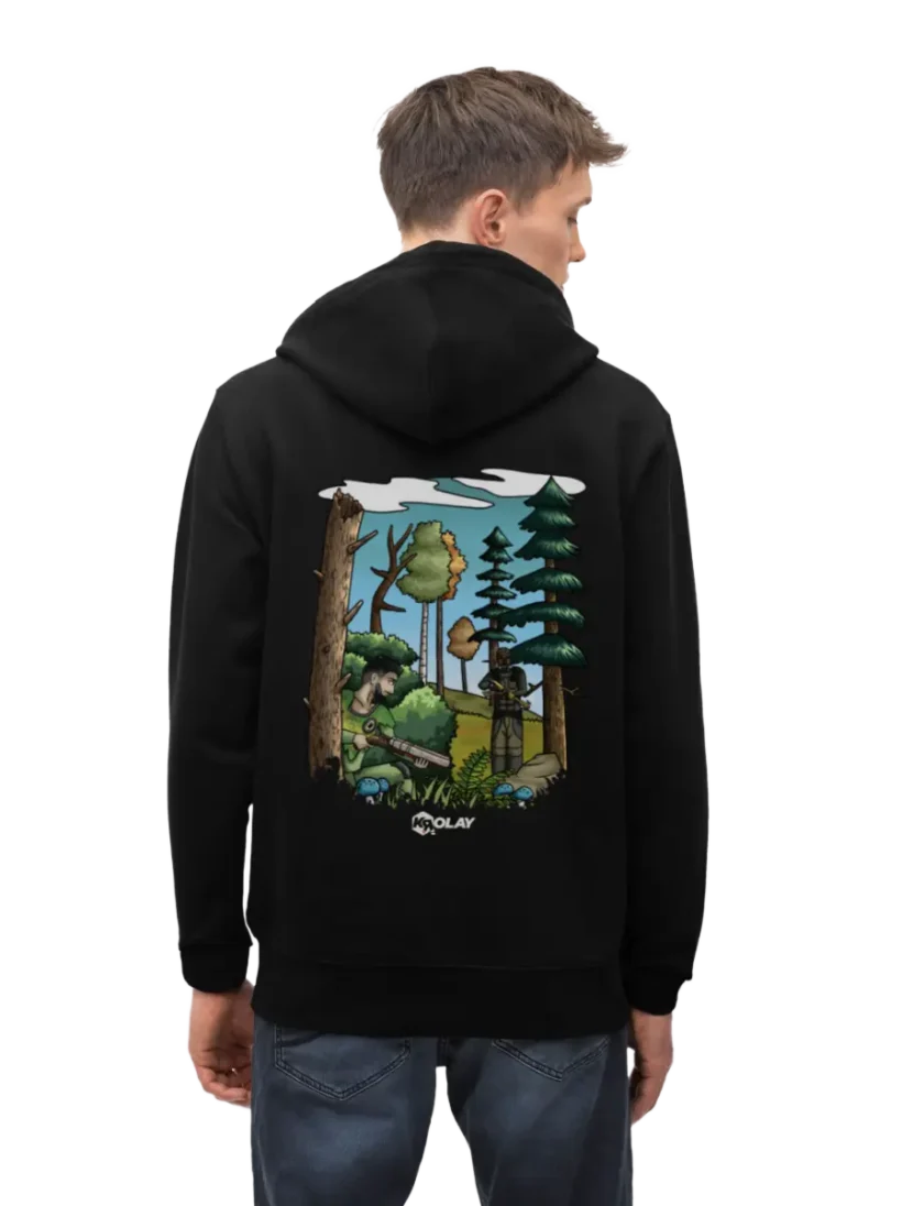 Veste à capuche bio noir Fougère Unisexe Krolay