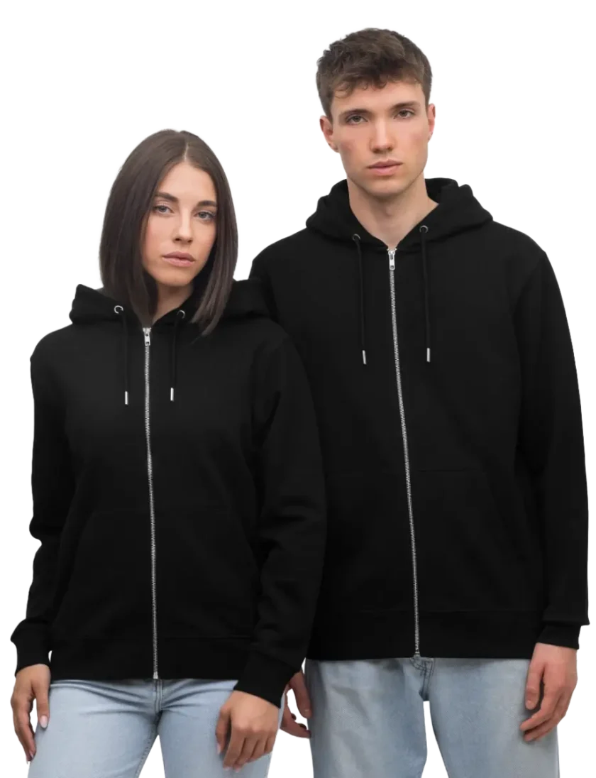 Veste à capuche bio noir Fougère Unisexe Krolay