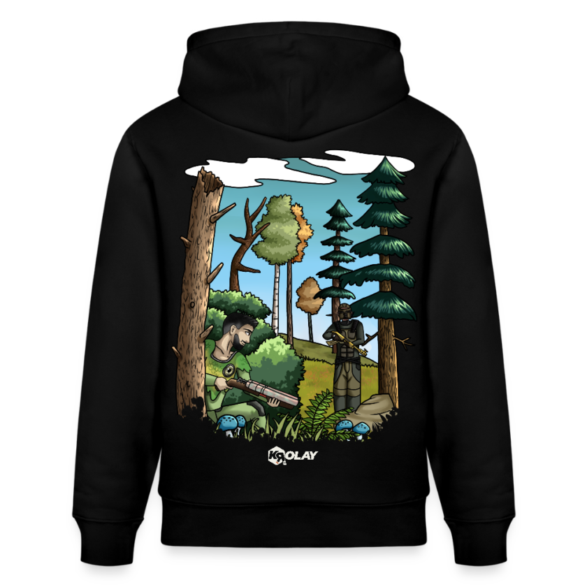 Sweat à capuche épais bio noir Fougère Unisexe Krolay