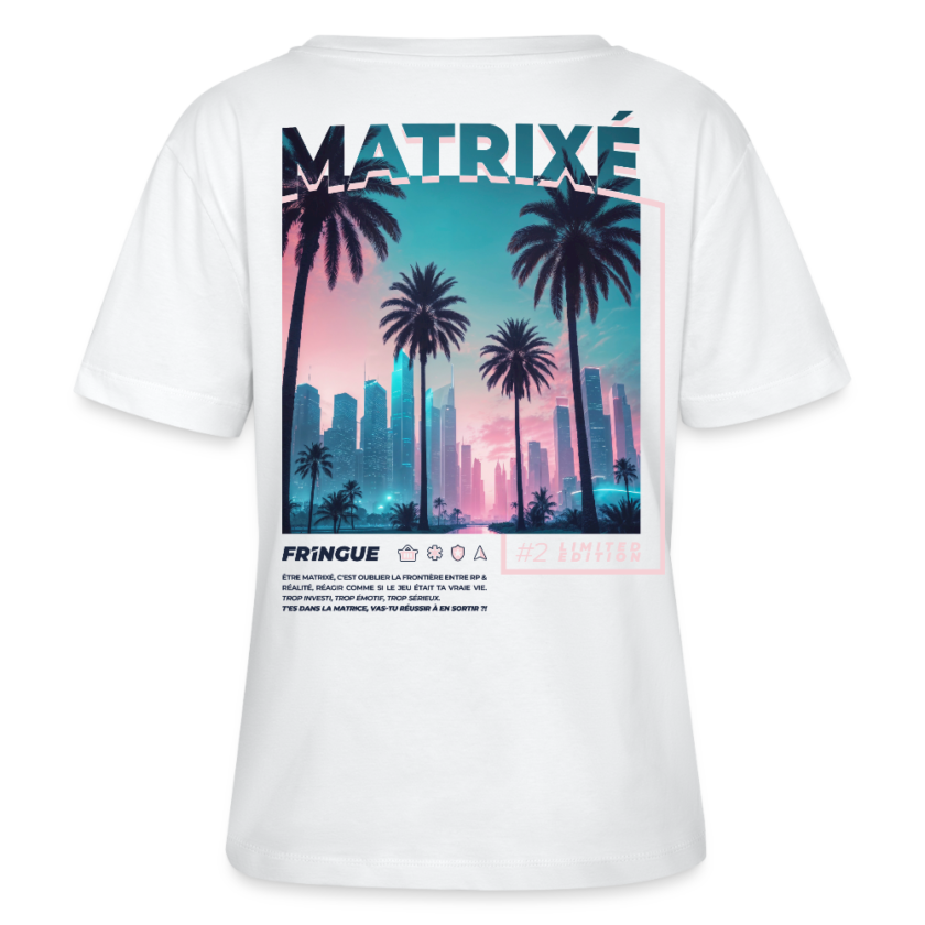 T-shirt bio à col rond blanc Femme Matrixé
