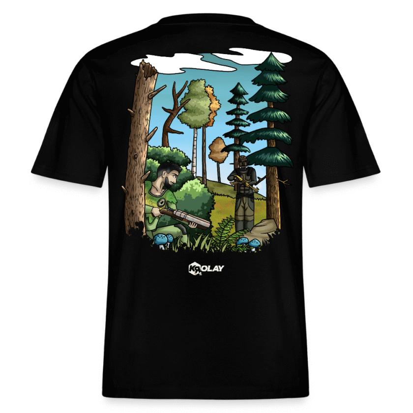 T-shirt bio Décontracté noir Fougère Unisexe Krolay