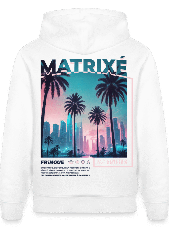 Sweat à capuche épais bio blanc Unisexe Matrixé