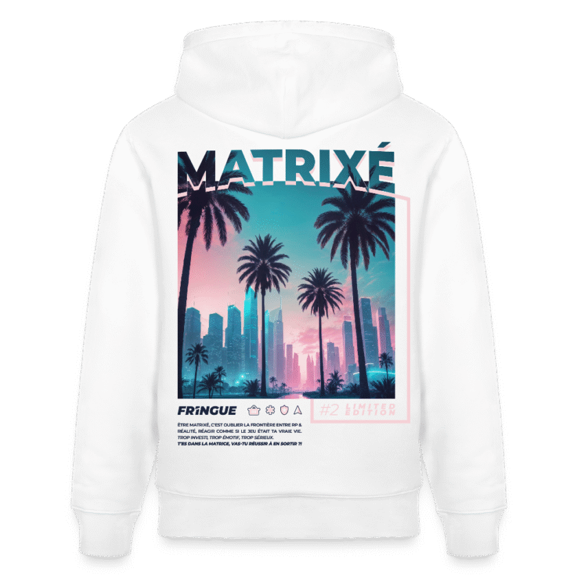 Sweat à capuche épais bio blanc Unisexe Matrixé