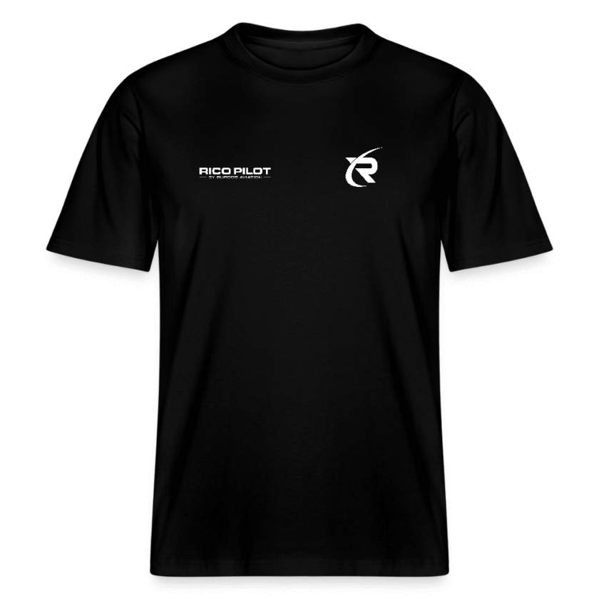 T-shirt bio noir Décontracté Unisexe RicoPilot