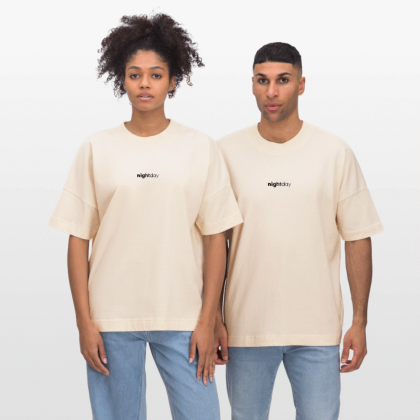 Organic black logo T-shirt Oversize Unisex Nightday - Image 2