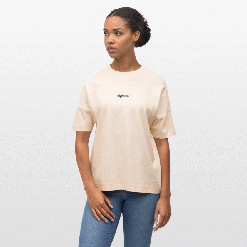 Organic black logo T-shirt Oversize Unisex Nightday - Image 3