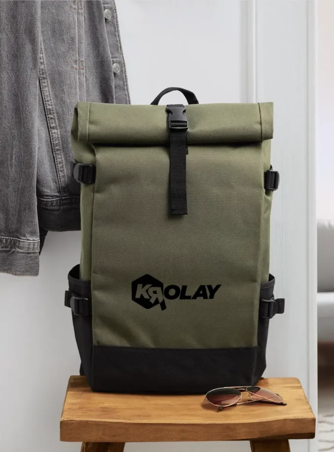 Sac à dos roll top kaki Krolay