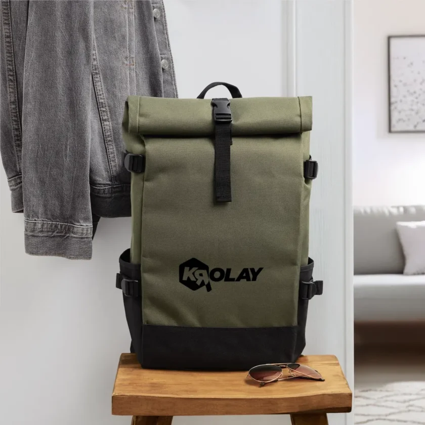 Sac à dos roll top kaki Krolay