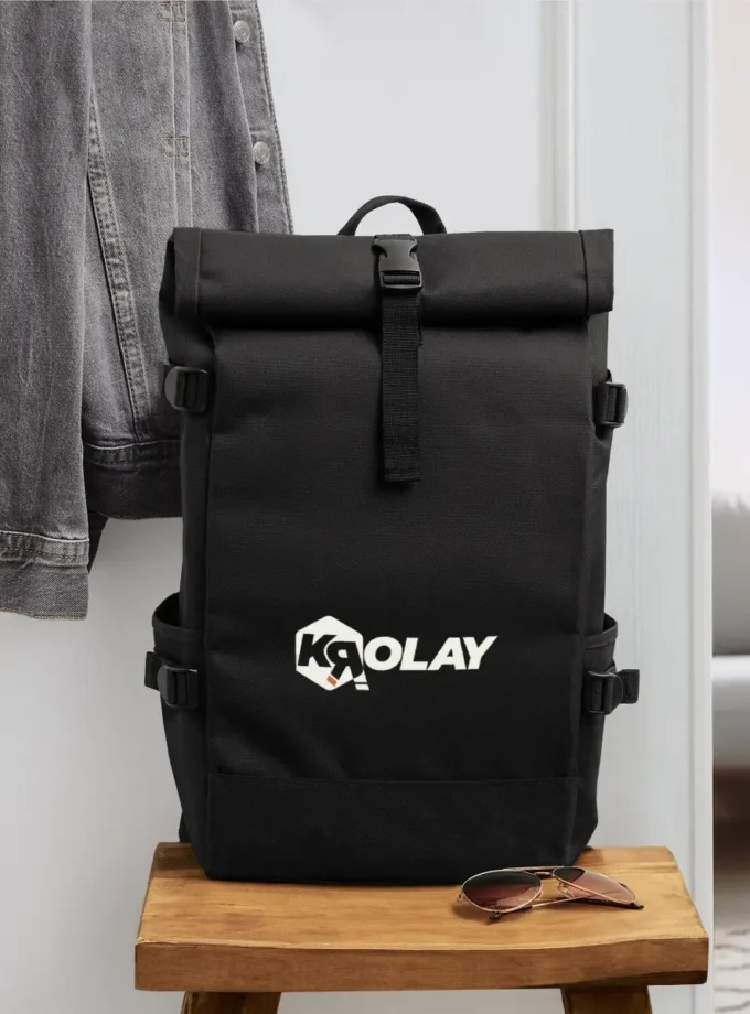 Sac à dos roll top noir Krolay