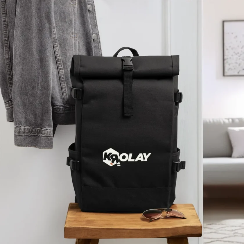 Sac à dos roll top noir Krolay