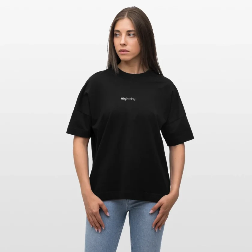 Organic white logo T-shirt Oversize Unisex Nightday - Image 4