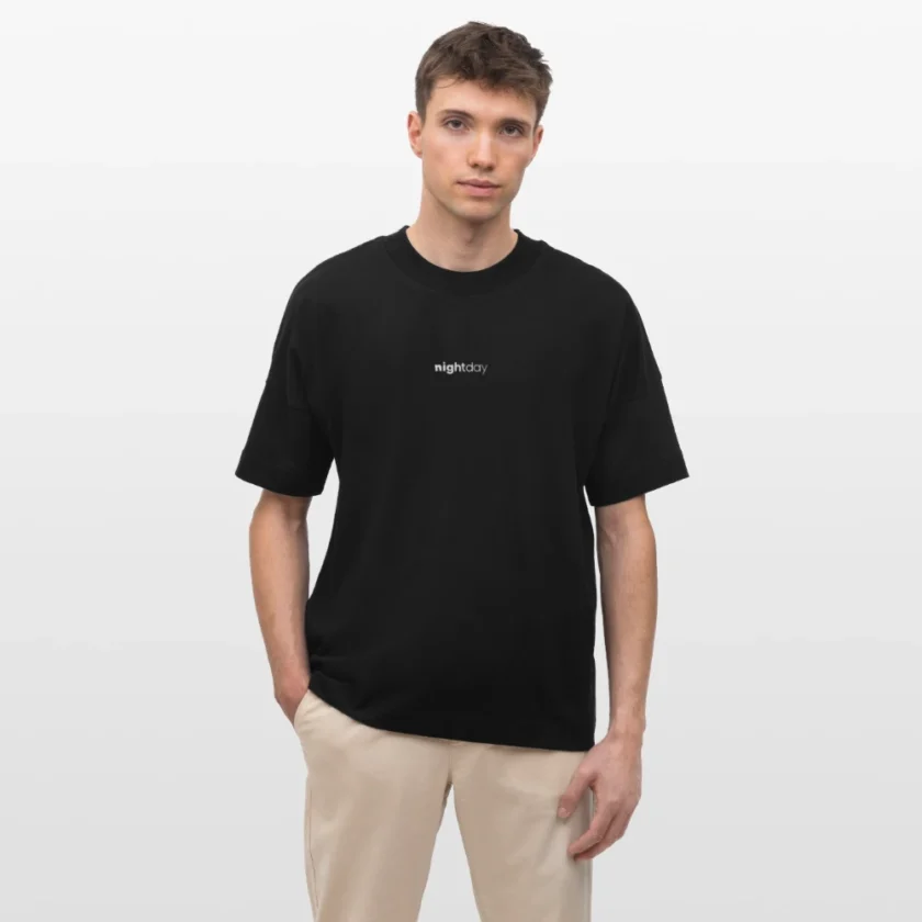 Organic white logo T-shirt Oversize Unisex Nightday - Image 3