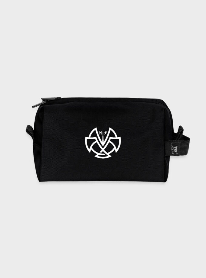 Trousse de toilette en tissu recyclé logo blanc Dhalen
