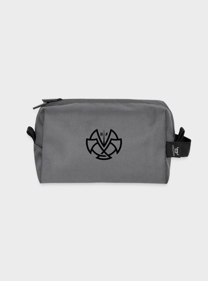 Trousse de toilette en tissu recyclé logo noir Dhalen