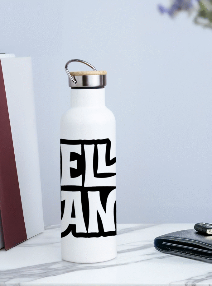 Gourde isotherme avec bouchon en bambou Ellbana